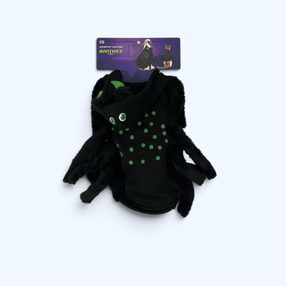 Bootique Petco Dog Halloween Black/Green Spider Costume Size XS